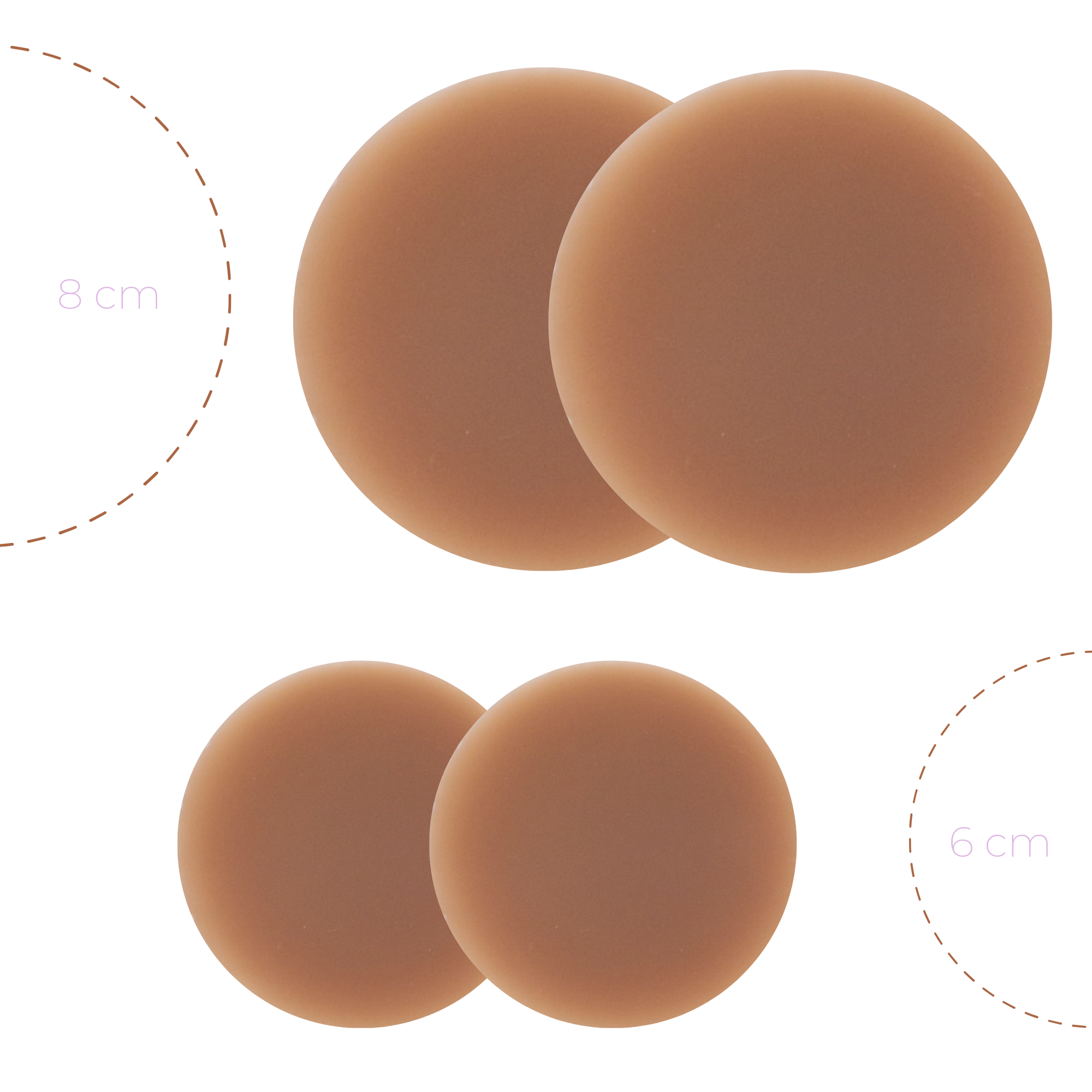 Product shot of Dark tint Headlight Hiders size 6cm and 8cm, comparing the size difference, against a white background showing the ultra thin edges of the Headlight Hiders