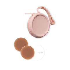 Deluxe Duo: Boob-eez reusable silicone nipple covers with a Light Pink silicone travel case, view 5
