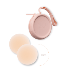 Deluxe Duo: Boob-eez reusable silicone nipple covers with a Light Pink silicone travel case, view 2