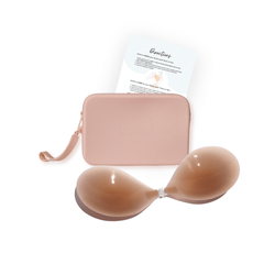 Match Maker: Boob-eez silicone stick-on bra with a Light Pink silicone travel case