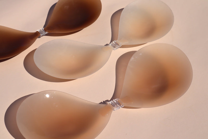 Seamless Silicone Stick-On Bras with a Universal Clasp