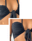 Product shot of 6cm Headlight Hiders on fair-skinned model, wearing a bathing suit showing you can wear the Headlight Hiders underneath swimwear and go into water, close-up shot showing seamless and natural look