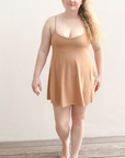 Betty Dress - Swinging Slip Dress w/ Shelf Bra - Medium Nude