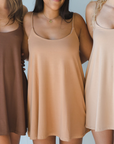 Betty Dress - Swinging Slip Dress w/ Shelf Bra - Medium Nude