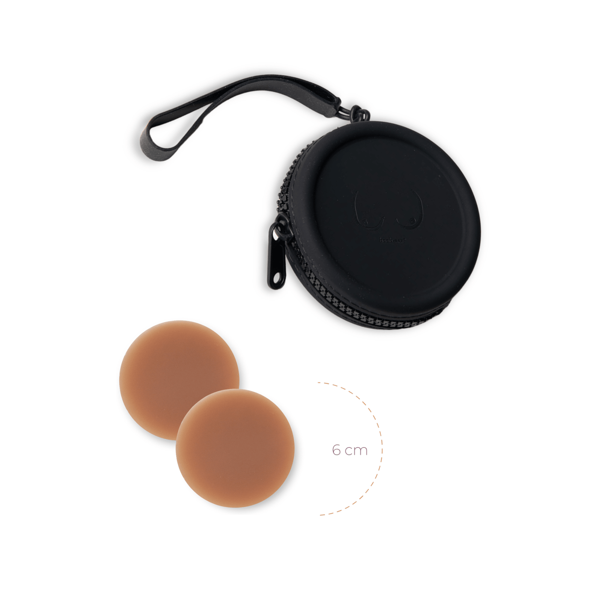 Deluxe Duo: Boob-eez reusable silicone nipple covers with a Black silicone travel case, view 5