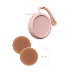 Deluxe Duo: Boob-eez reusable silicone nipple covers with a Light Pink silicone travel case, view 6