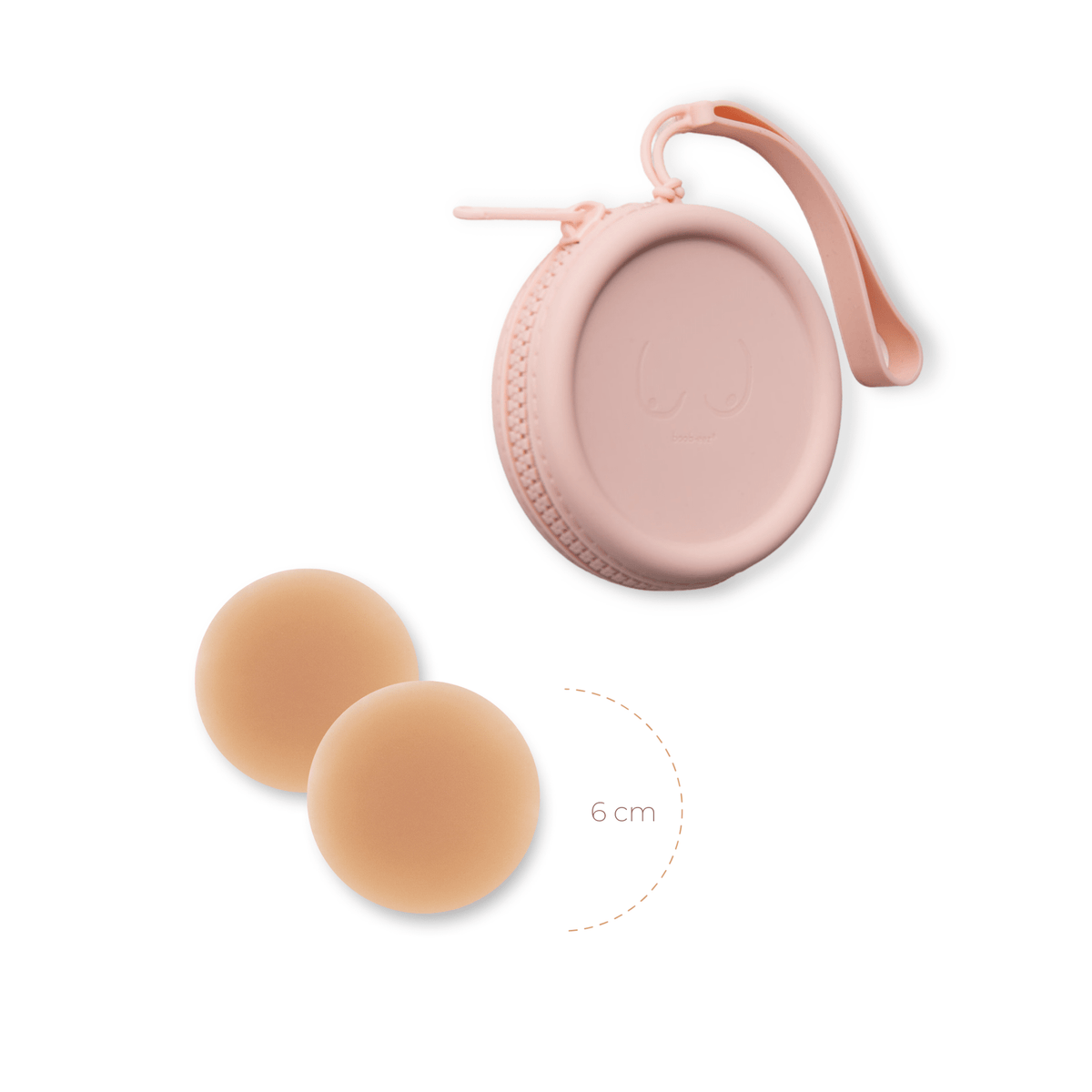 Deluxe Duo: Boob-eez reusable silicone nipple covers with a Light Pink silicone travel case, view 3