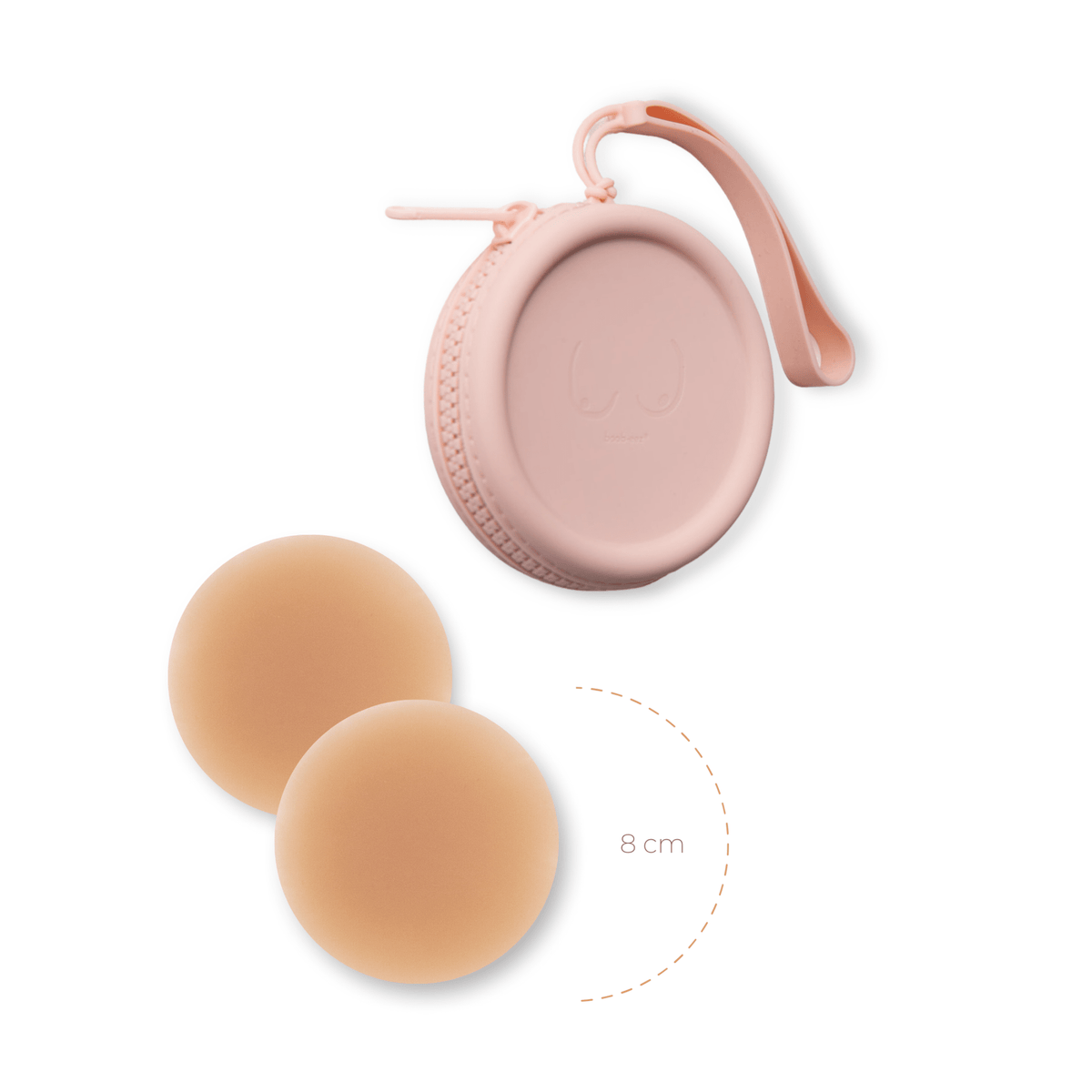 Deluxe Duo: Boob-eez reusable silicone nipple covers with a Light Pink silicone travel case, view 4