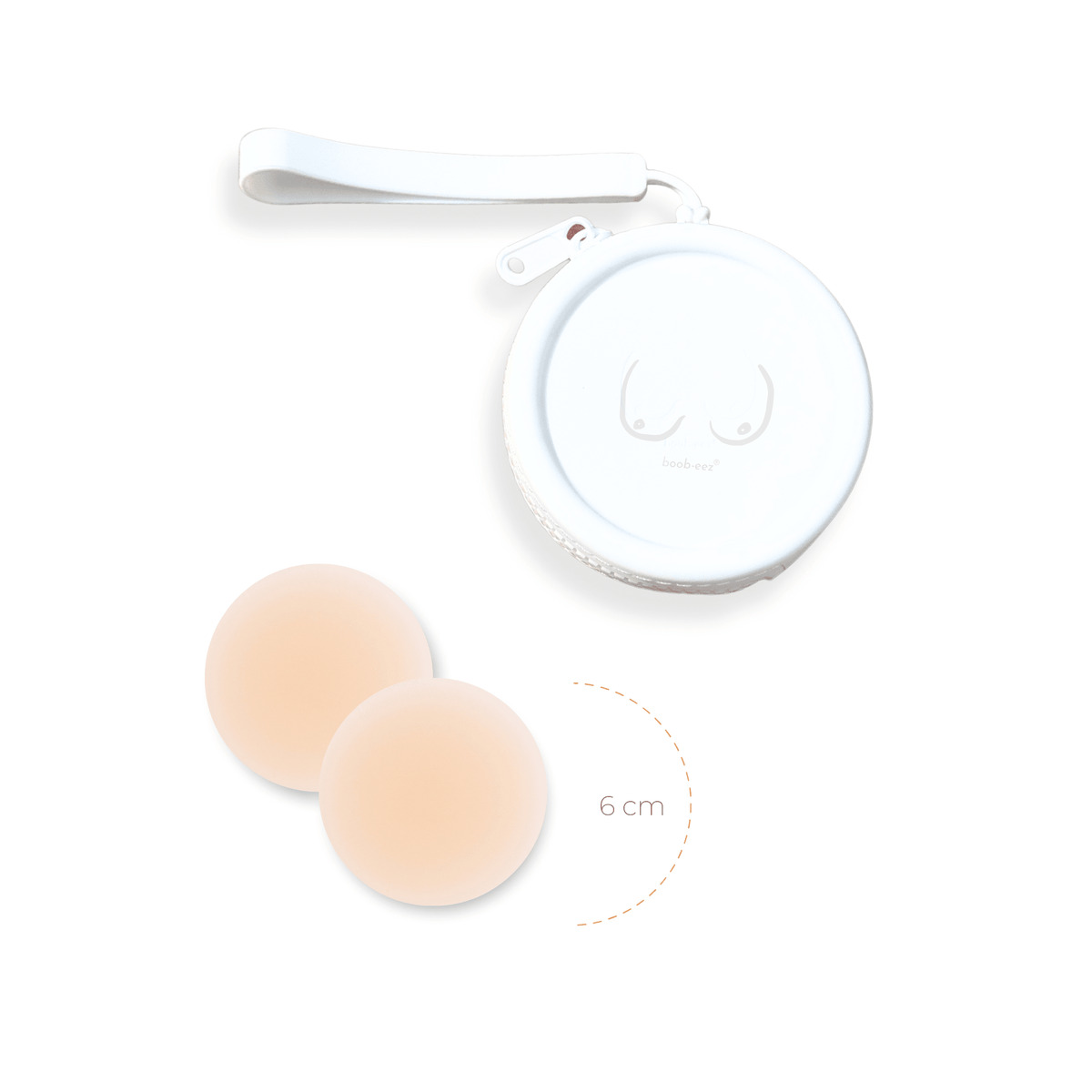 Product shot of Light tint 6cm Headlight Hiders and Silicone Travel Case for Headlight Hiders in White, against a white background showing the thin edges of the Headlight Hiders