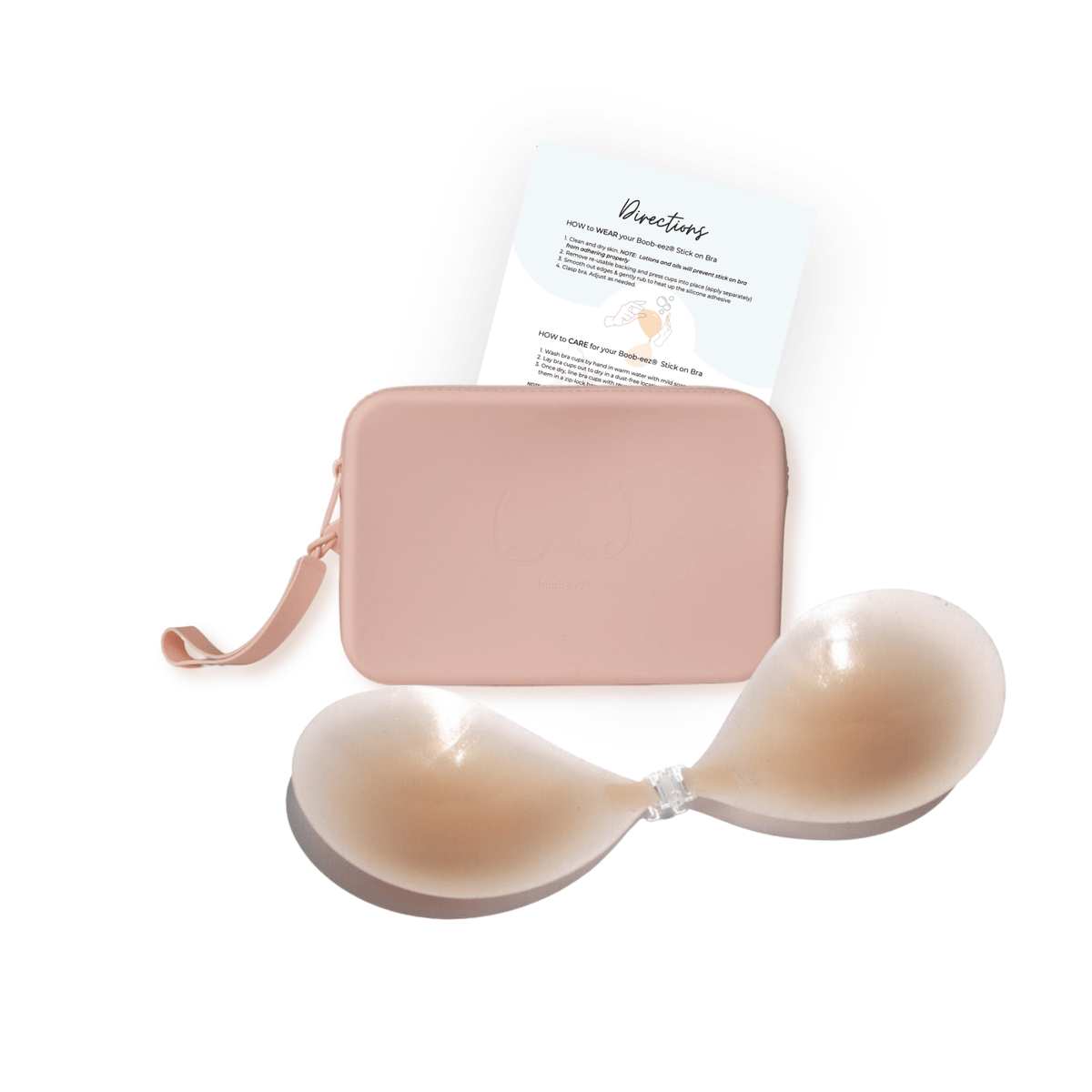 Match Maker: Boob-eez silicone stick-on bra with a Light Pink silicone travel case, view 2